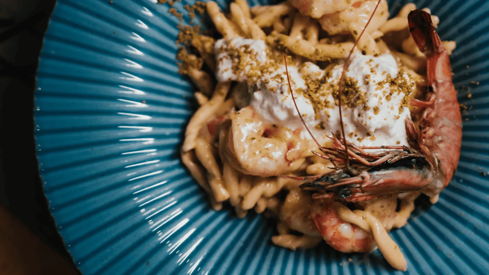 Pâtes burrata & gambas